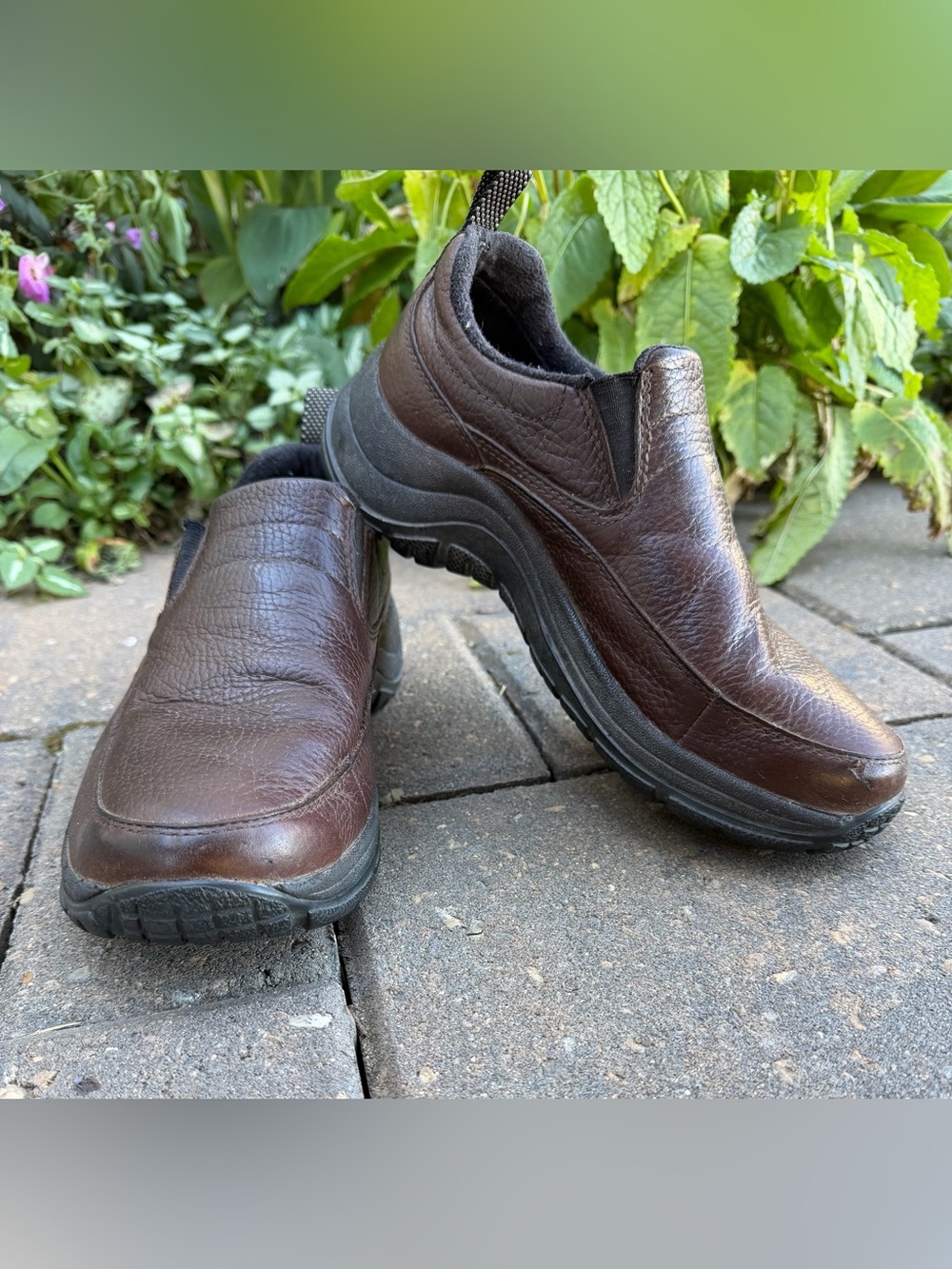 L.L.Bean Women's Brown Pebbled Leather Slip-On Walking Shoes 7.5 M Fall Sale